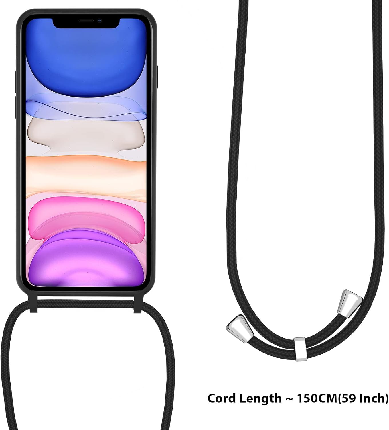 Phone case for iPhone 13 Pro Max, Silicone Case with Adjustable Necklace Strap - Image 4