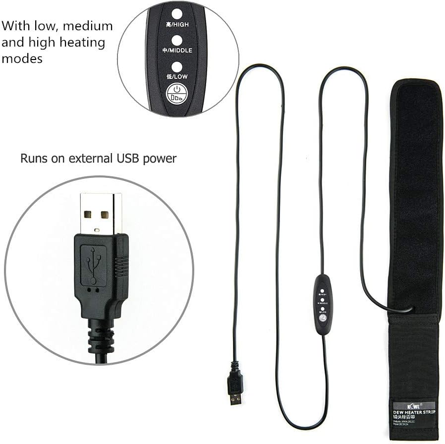 USB Lens Heater Warmer Len Dew Heater Strip with 3 Heating Modes for Camera Lens - Image 4