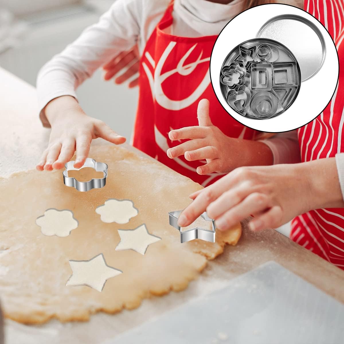 Cookie Cutters, 24PCS Metal Round Plum Star Heart Biscuit Cutter (8 Kind) - Image 5