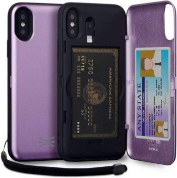 iPhone Xs/X Slim Protective Wallet Case w Card Holder - Purple Lavender