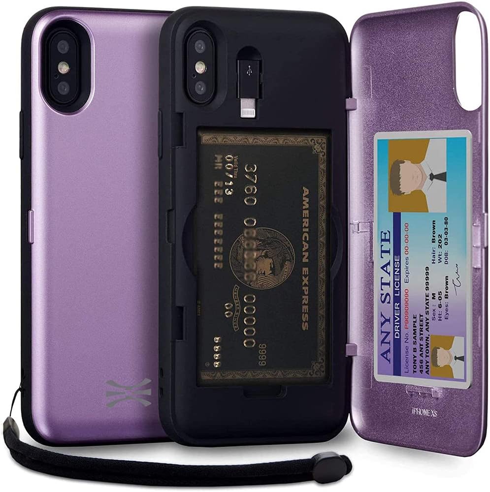 iPhone Xs/X Slim Protective Wallet Case w Card Holder - Purple Lavender