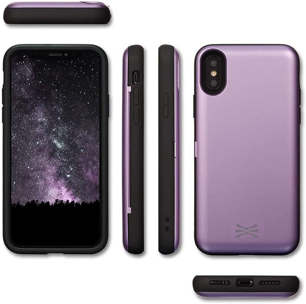 iPhone Xs/X Slim Protective Wallet Case w Card Holder - Purple Lavender - Image 4