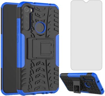 For Xiaomi Redmi Note 8T Hybrid Protective Case w Tempered Glass Screen