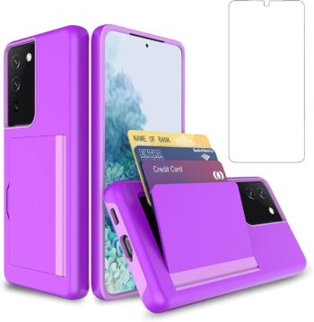 Samsung Galaxy S21+ 5G with Screen Protector Cover and Credit Card Holder Stand