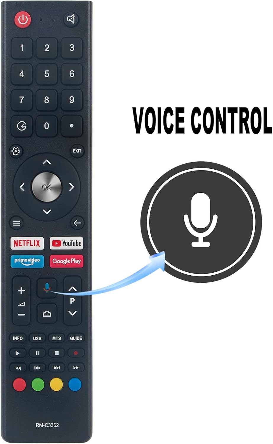 Replacement Voice Remote sub RM-C3367 RM-C3407 Remote for JVC LED TV - Image 2