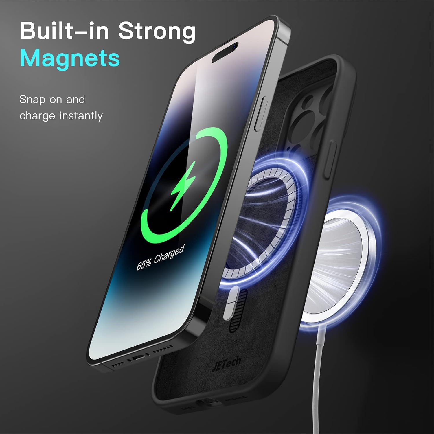 Magnetic Silicone Case for iPhone 14 Pro 6.1-Inch (Black) - Image 3