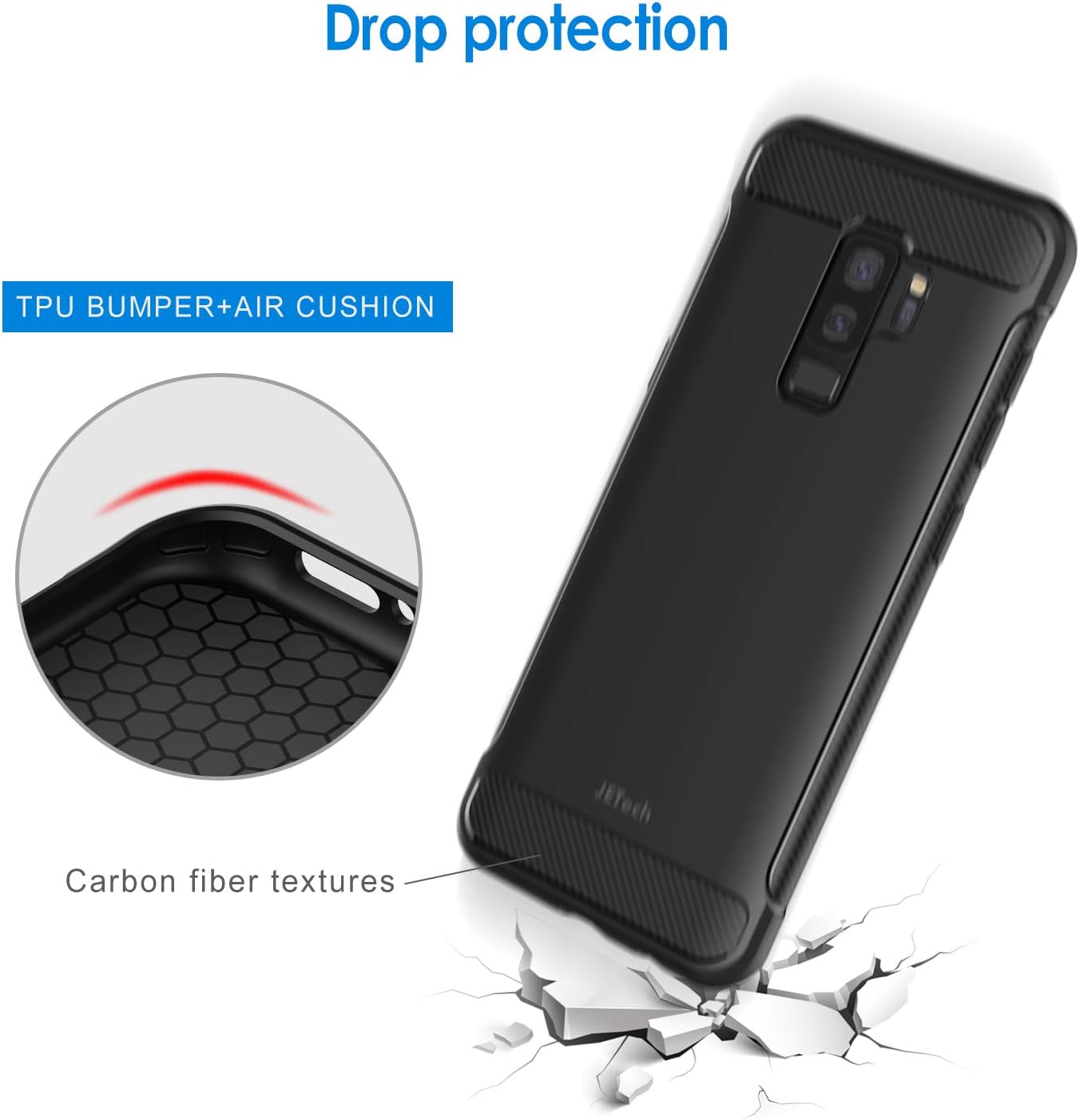 Slim Fit Case Compatible with Samsung Galaxy S9+ Plus, Thin Phone Cover (Black) - Image 4