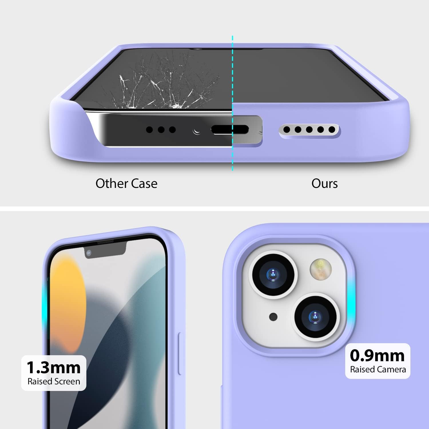 For iPhone 13 Case, Liquid Silicone Anti-Scratch Gel Rubber Shockproof - Purple - Image 3
