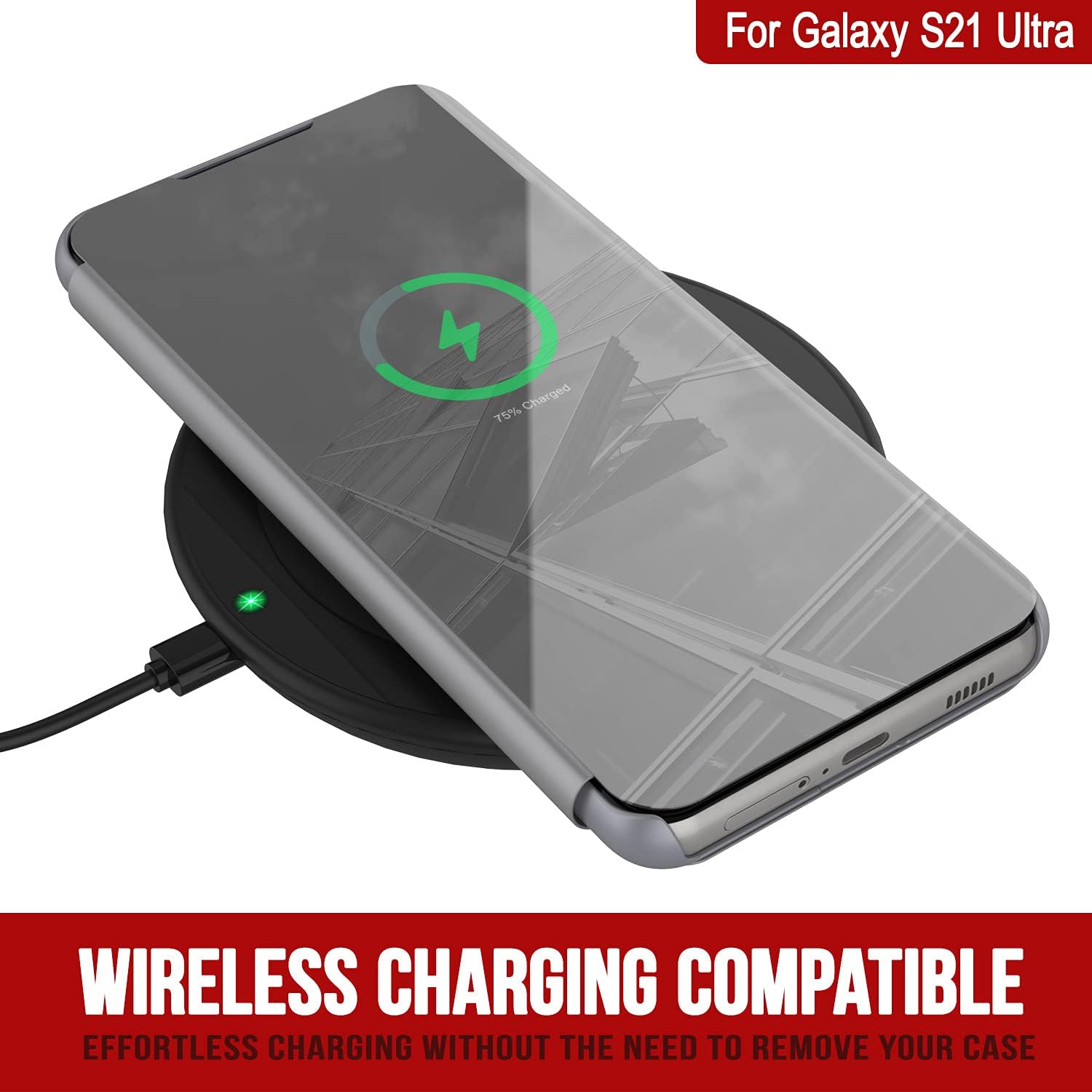 S21 Ultra Protective Flip Cover W/Scratch Resistant Mirror, Reflector Case - Image 3