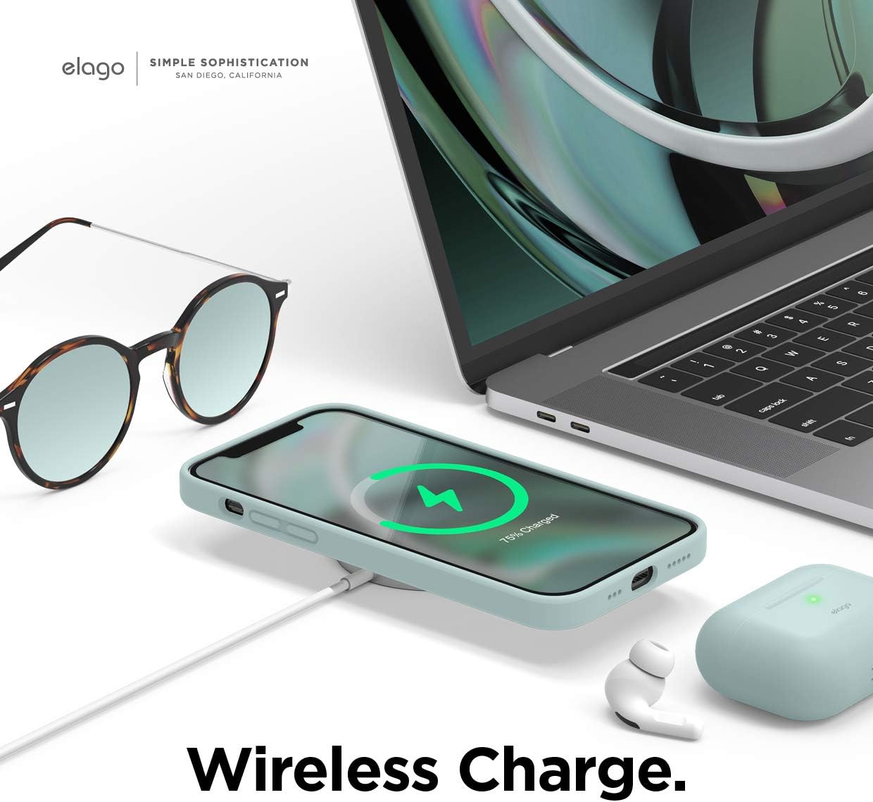 Magnetic Silicone Case Compatible with iPhone 12 Pro Max - (Mint) - Image 7
