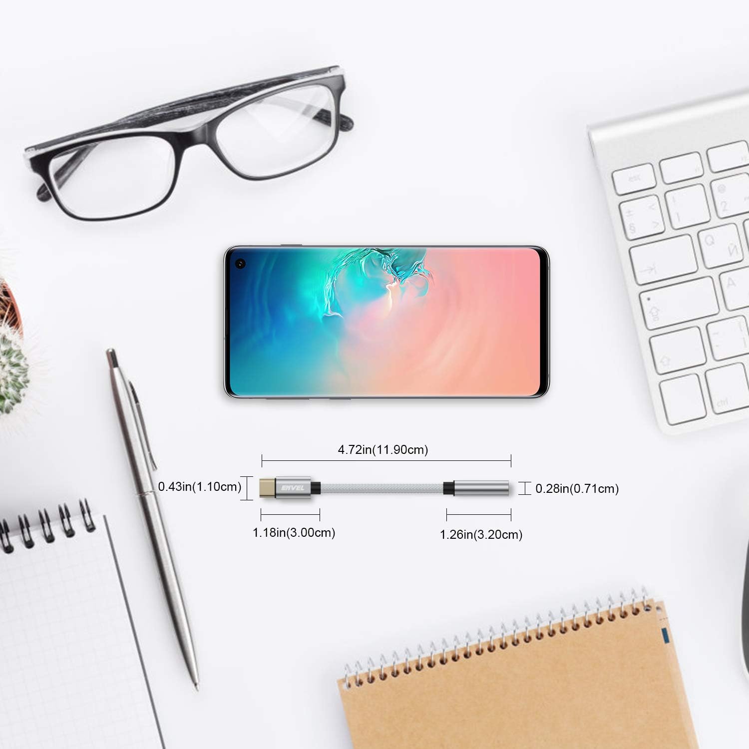 USB C to 3.5 mm Headphone Jack Adapter, Type C to 3.5mm DAC Chip Cable -Silver - Image 6