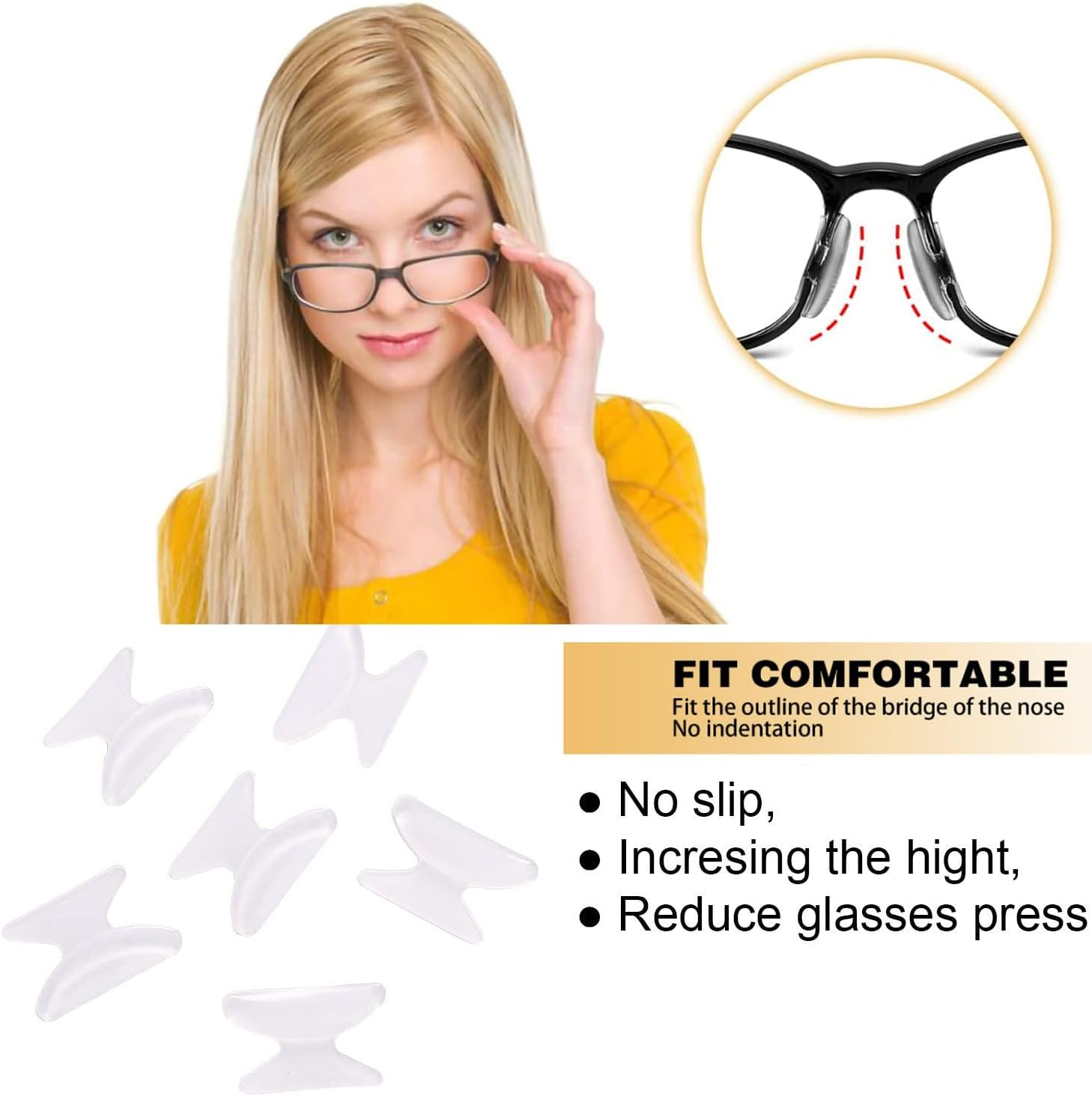 Nose Pads, Anti-slip Pads Nose Cushions Stick For Glasses2.5 mm Thick-5 Pairs - Image 3