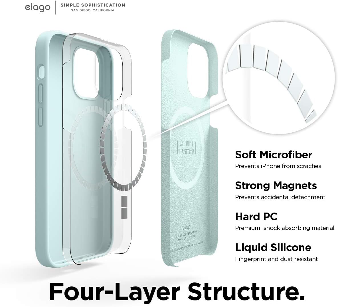 Magnetic Silicone Case Compatible with iPhone 12 Pro Max - (Mint) - Image 3