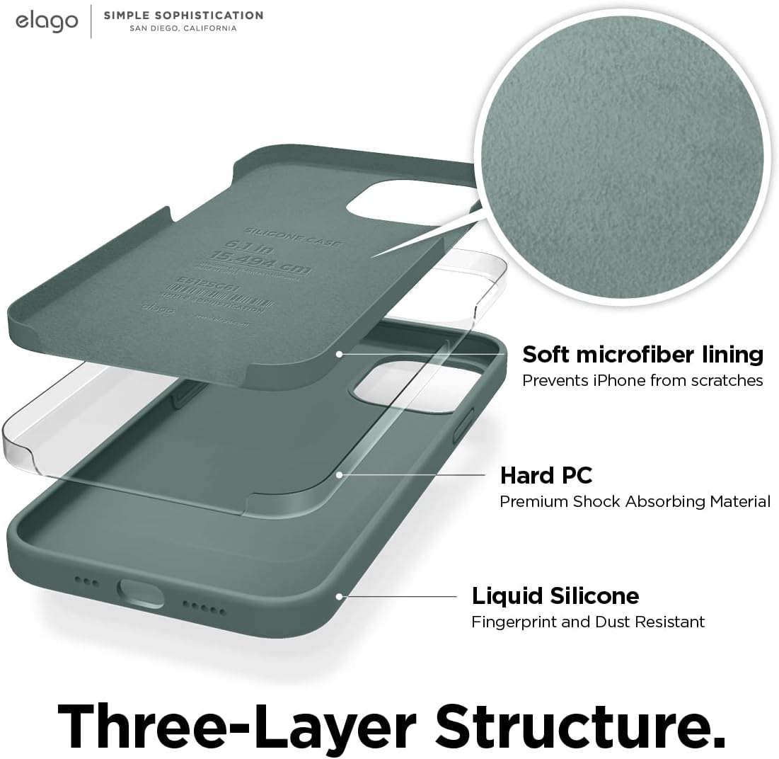 Liquid Silicone Case iPhone 12 & iPhone 12 Pro Cover (6.1") (Midnight Green) - Image 2