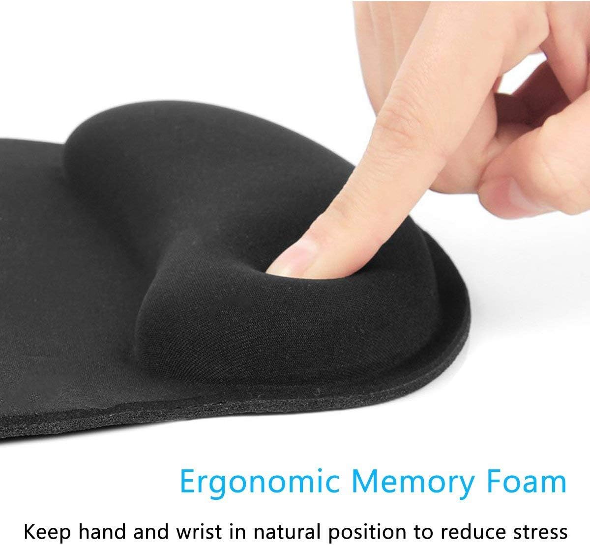 Ergonomic Mouse Pad - Wrist Support Pad with Pain Relief Memory Foam (Black) - Image 3