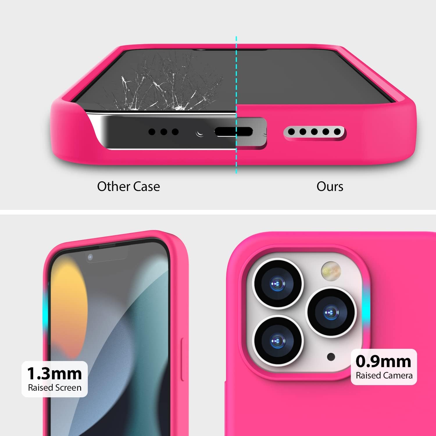 Liquid Silicone Case iPhone 13 Pro Max 6.7" 2021 Silicone Anti-Scratch-Hot Pink - Image 3