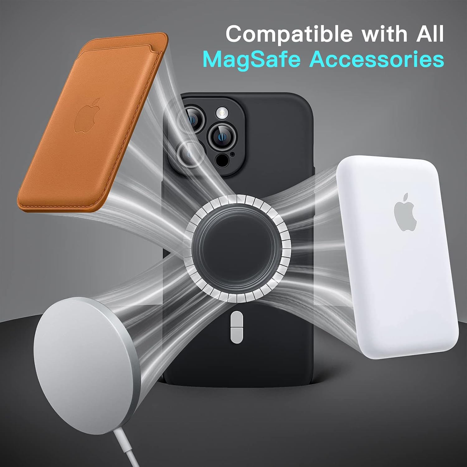 Magnetic Silicone Case for iPhone 12 Pro Max 6.7", Compat with MagSafe (Black) - Image 7