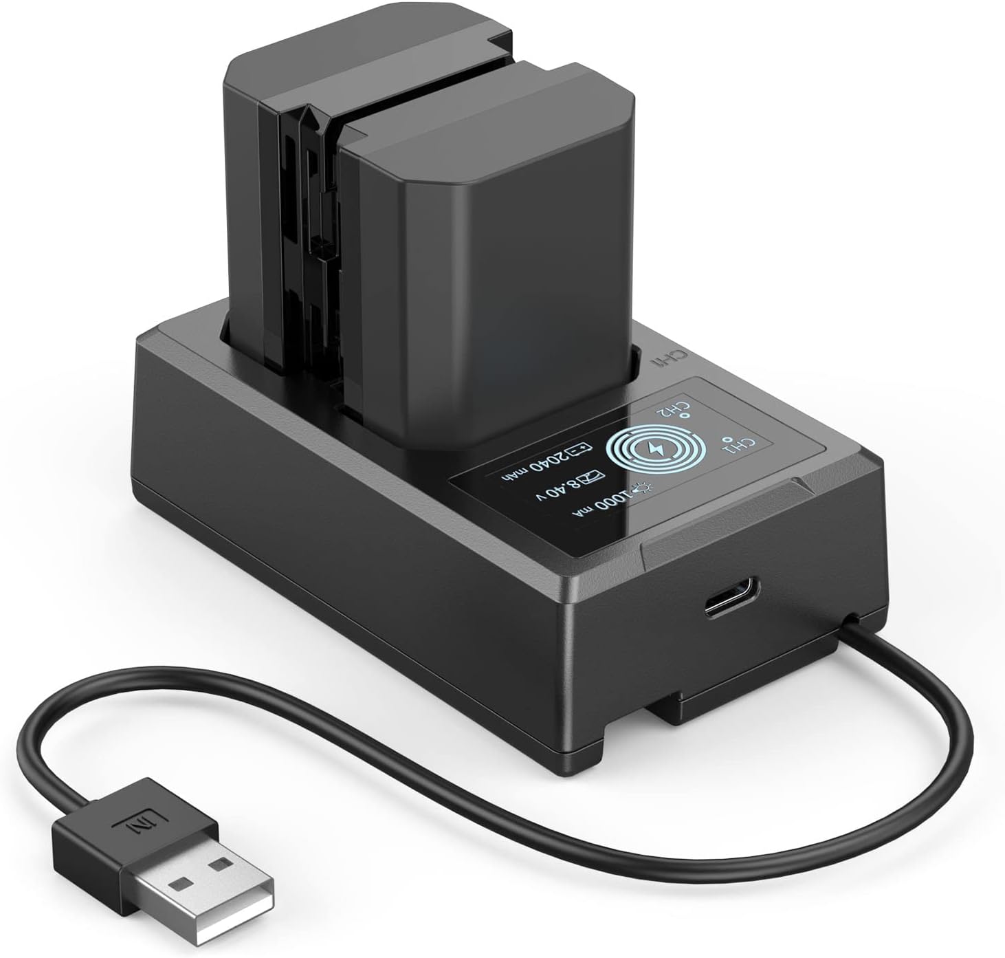 Replacement Camera Batteries & LCD Display Charger Set for Sony A7R IV