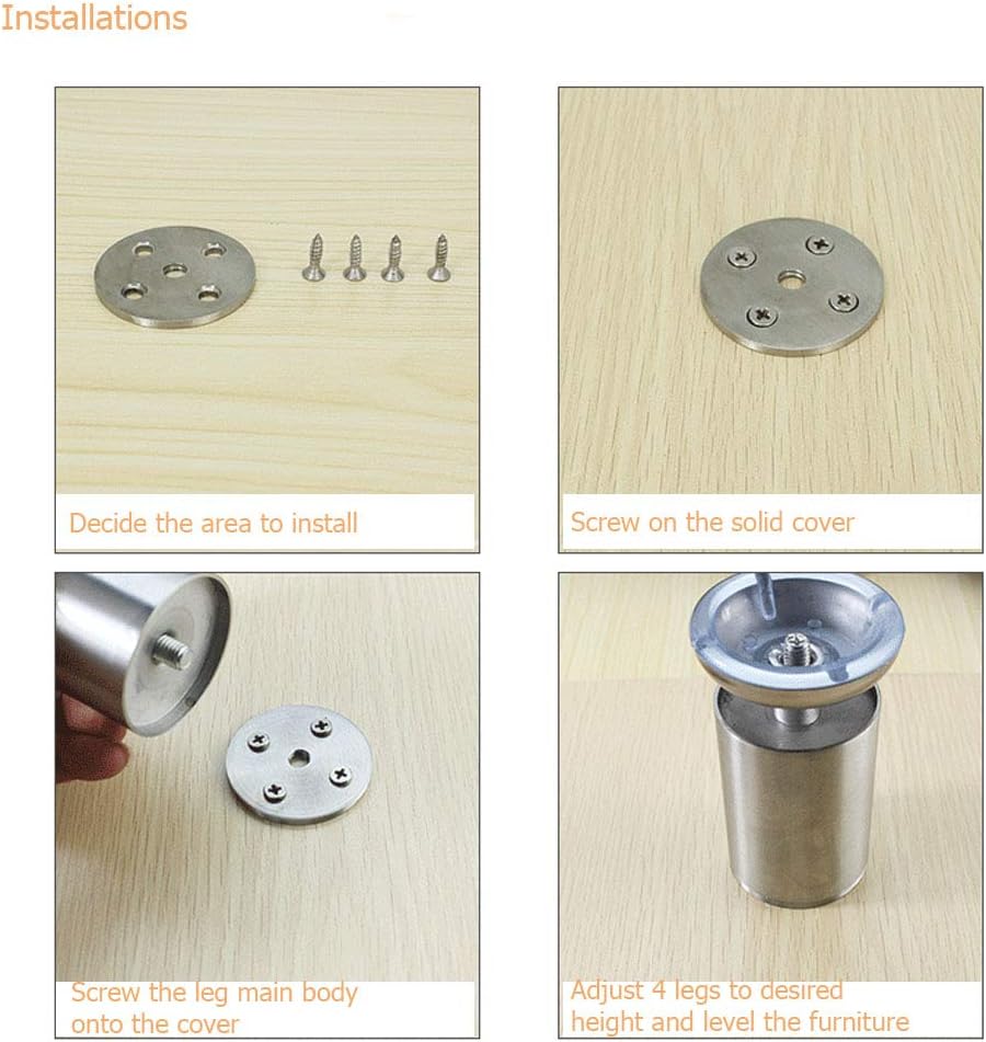 Set of 4 Adjustable Furniture Legs, 18cm Long, Extra Thick, Heavy Duty S Steel - Image 8