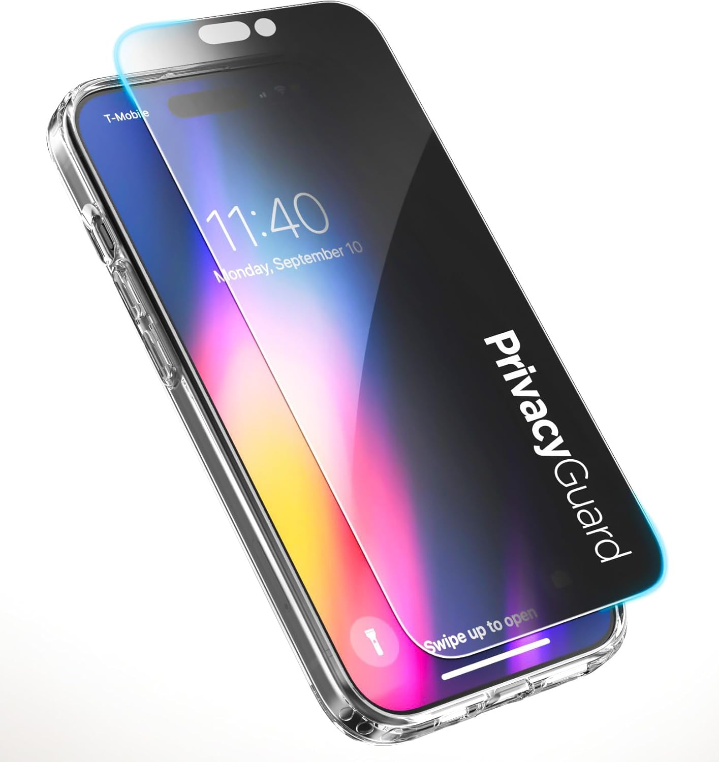 Clear Case w Privacy Screen Protector Designed for iPhone 15 Pro - Clear - Image 2