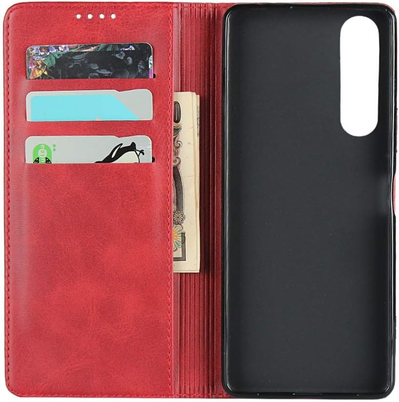 Cowhide Pattern Leather Case Magnetic Wallet Cover-Sony Xperia1 II-6.5"-Wine Red - Image 3