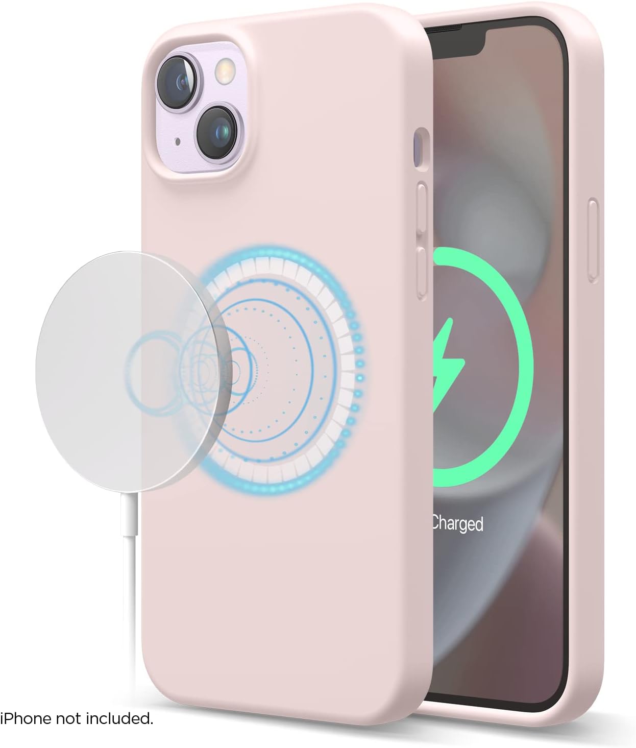 Magnetic Silicone Case Compatible with iPhone 14 Plus (6.7") - Lovely Pink - Image 8