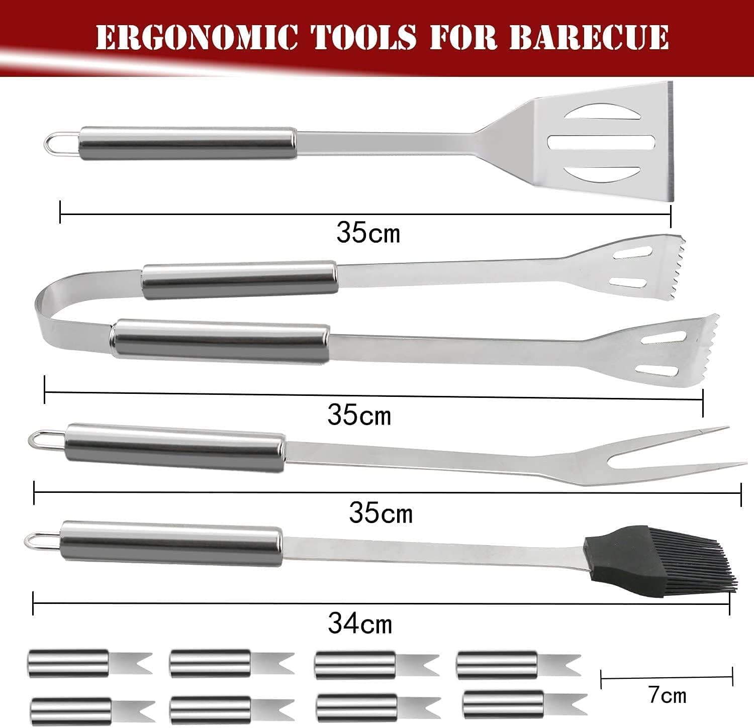 BBQ Grill Accessories Tools Set, Portable Case Stainless Steel Barbecue BBQ Set - Image 2