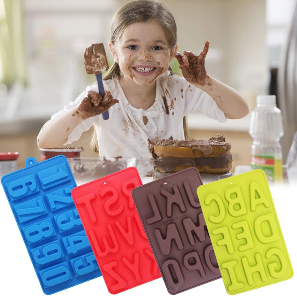 4 Pcs Silicone Numbers Alphabets Trays Molds, 26 Letters & Numbers Candy Mould - Image 9