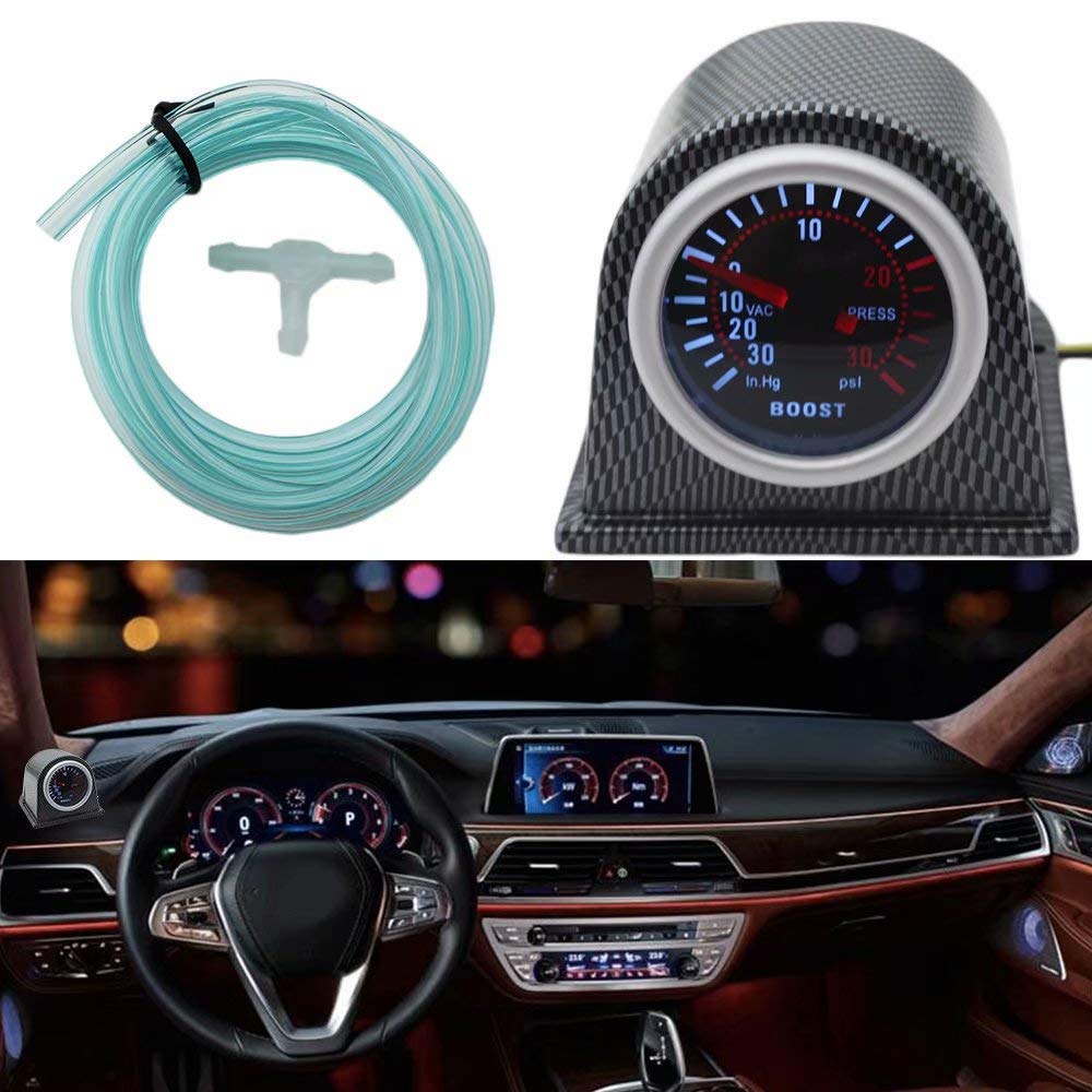 2 Inch (52mm) LED Digital Turbo Boost Pressure Pointer Gauge Meter Smoked Dials - Image 3