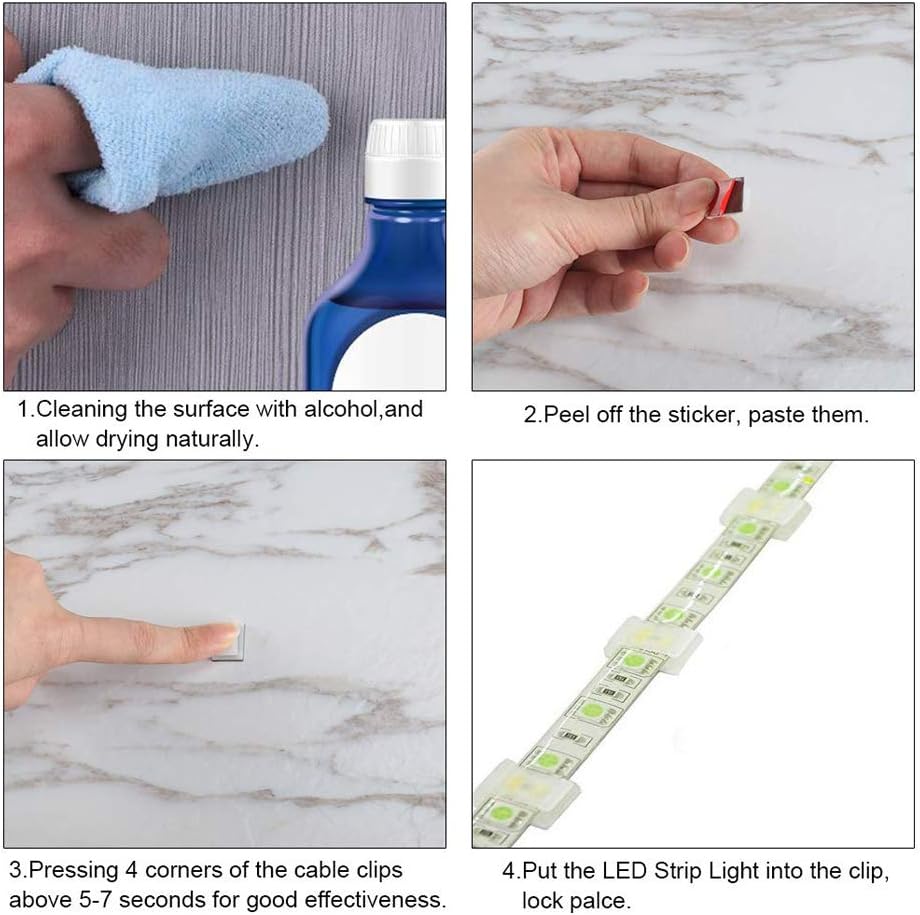 Strip Light Mounting Bracket Clip,Self-Adhesive LED Strips Holder Clamps-100 Pcs - Image 2