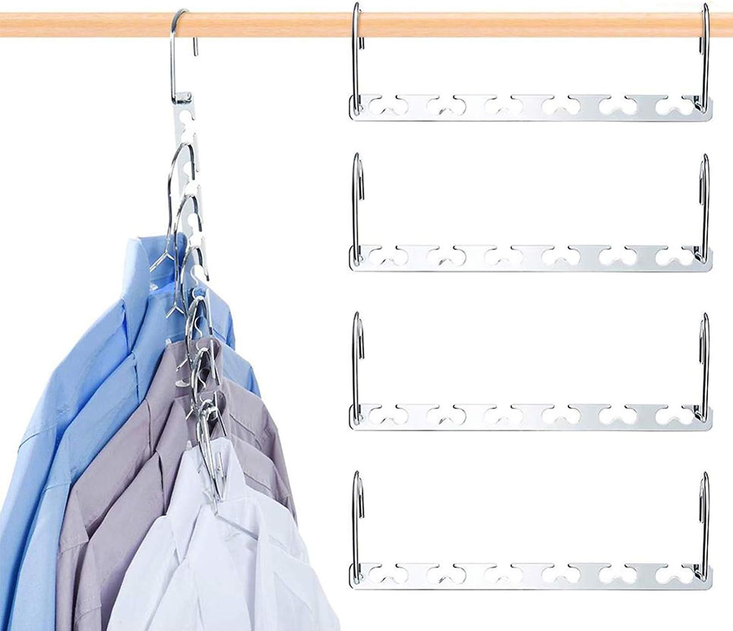 Coat Hanger, 4 Pack Space Saving Hanger, Magic Metal Cloth Hangers