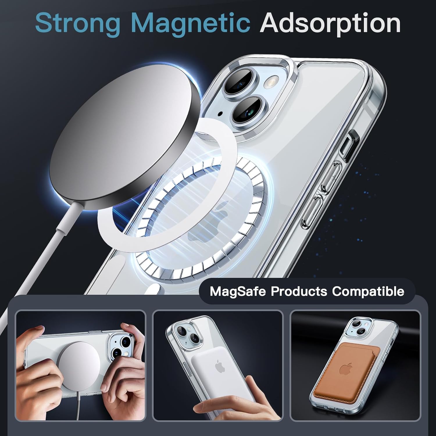 Magnetic Case for iPhone 15 6.1-Inch Compatible with MagSafe Wireless - (Clear) - Image 3