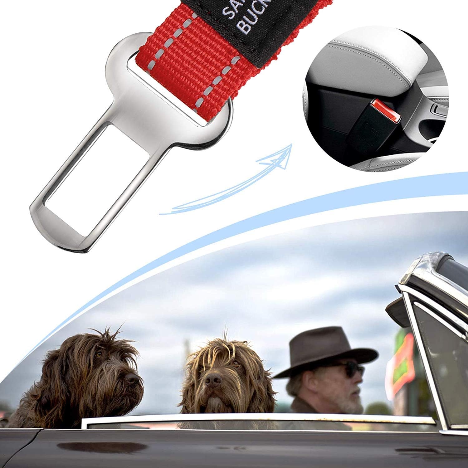 Dog Lead & Car Seat Belt 2 in 1 , 150cm Reflective Anti-Shock Bungee Dog Leash - Image 4
