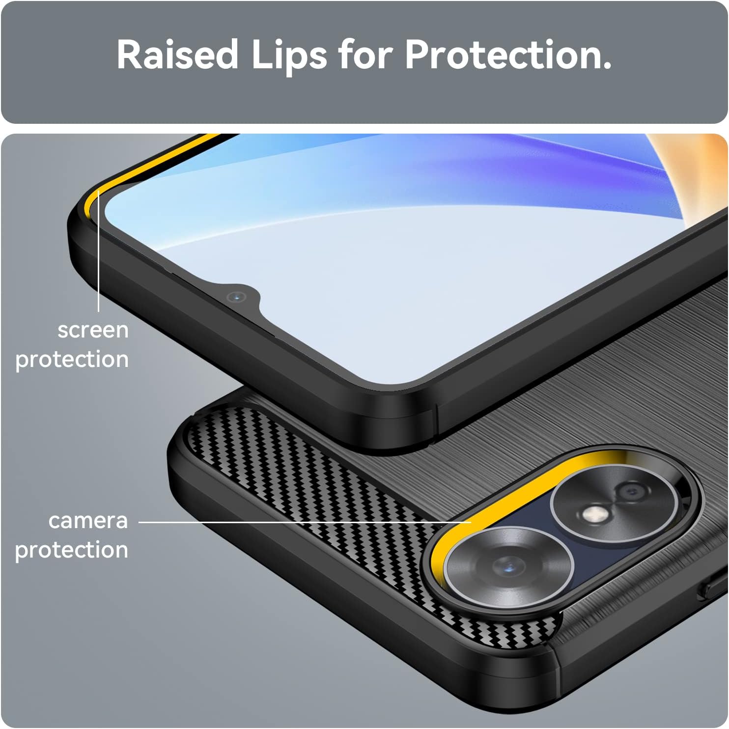 For Oppo A17 Shock-Absorption Soft Carbon Fiber Protective Case - Image 6