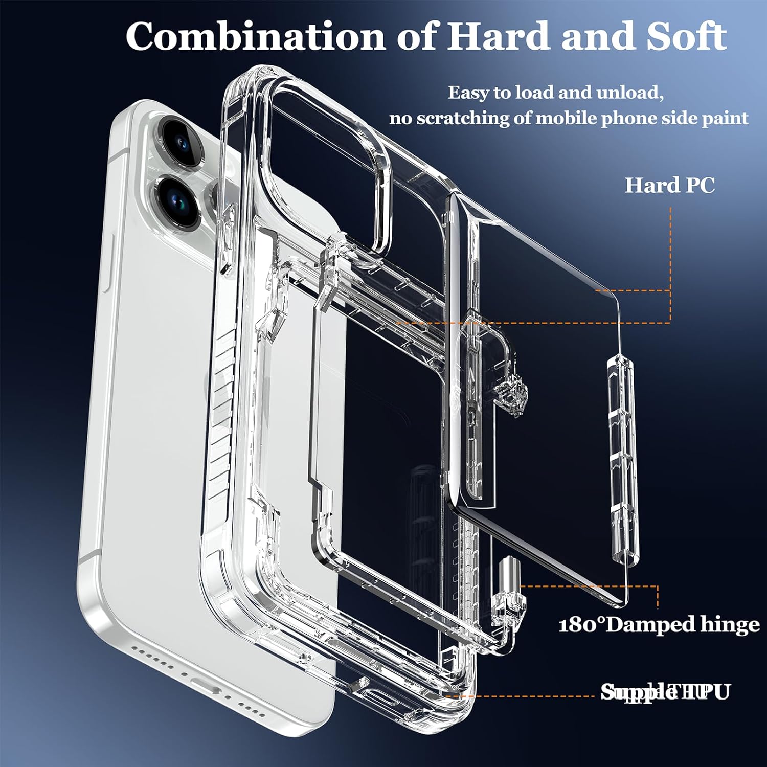 Crystal Clear Case for iPhone 15 Pro Max, Wallet Case and Stand Included (Clear) - Image 4