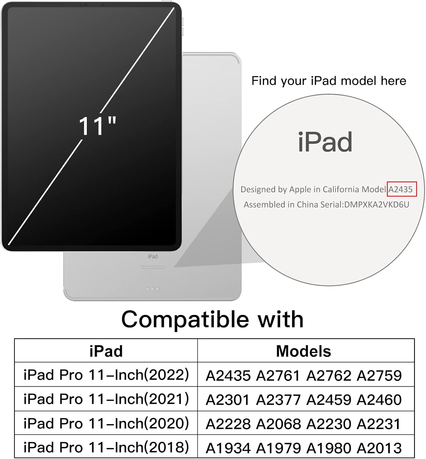 Case for iPad Pro 11-Inch, 2021/2020/2018 Model, for Pencil, Cover , Dark Grey - Image 2