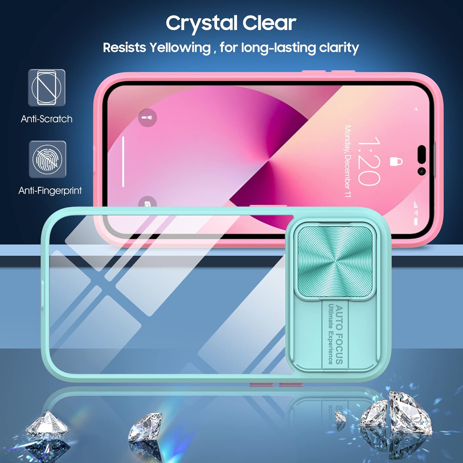 For iPhone 14 Pro 6.1" Slim Protection Case w Tempered Glass Screen Protector - Image 3