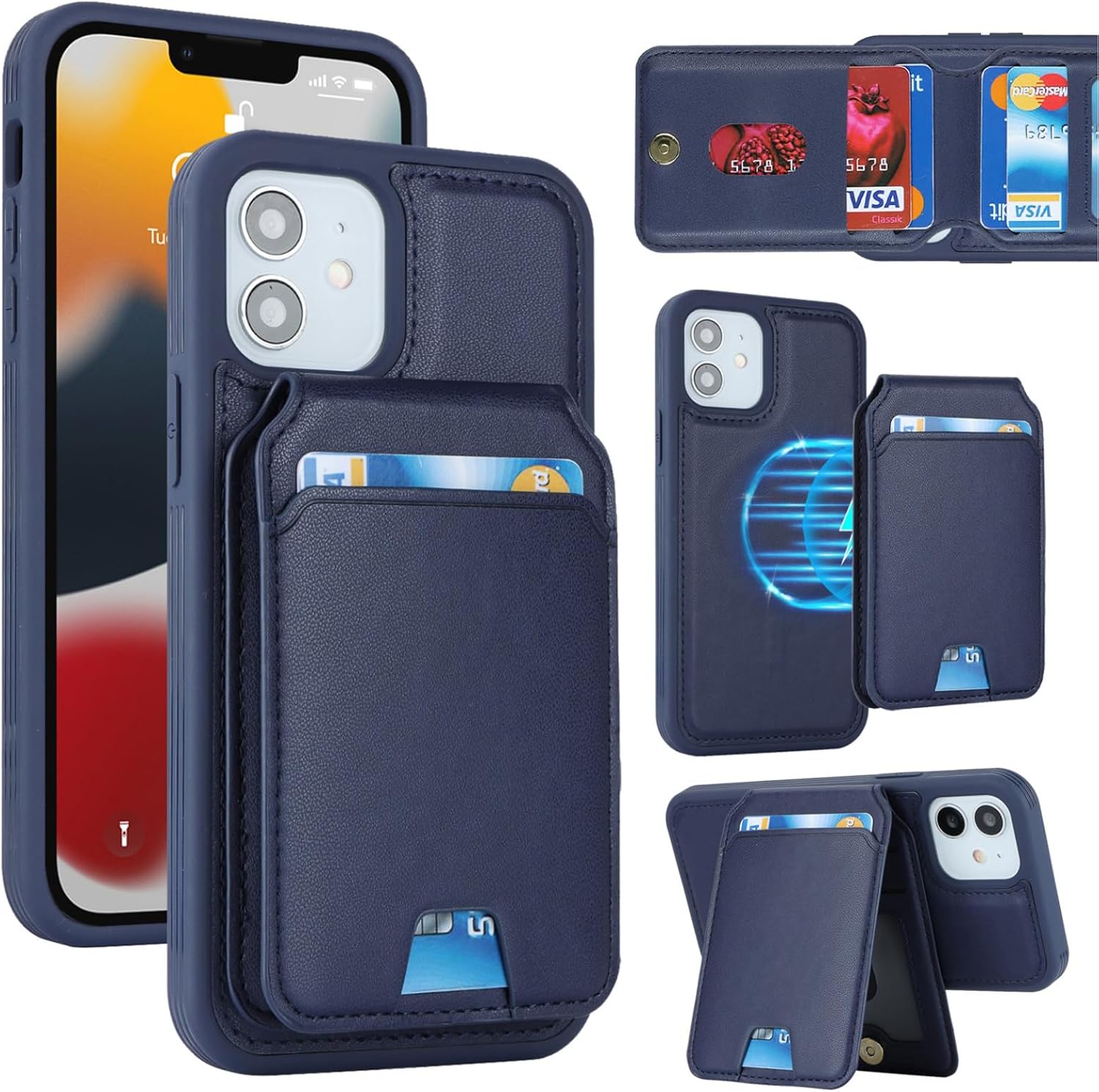 iPhone 12 Pro Detachable Card Holder Premium PU Leather Magnetic Stand Case