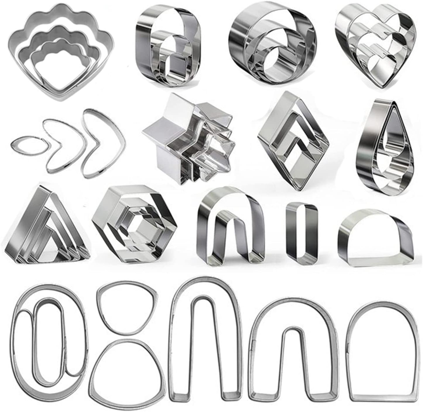 39 Pcs Mini Cookie Cutters Set, Stainless Steel Mini Geometric Shaped Cookie