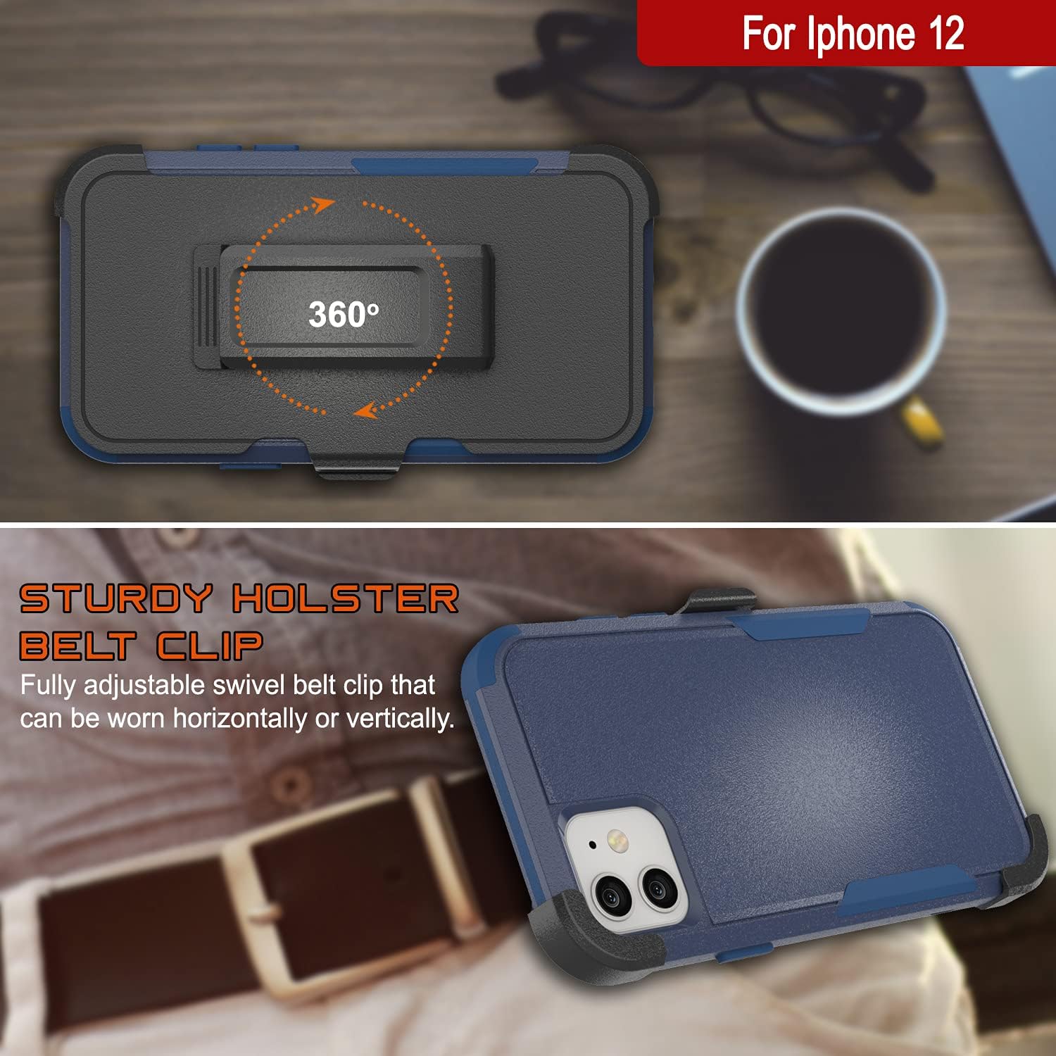 For iPhone 12 Belt Clip Holster 4-1 Rugged & Protective Multilayer Phone Case - Image 5