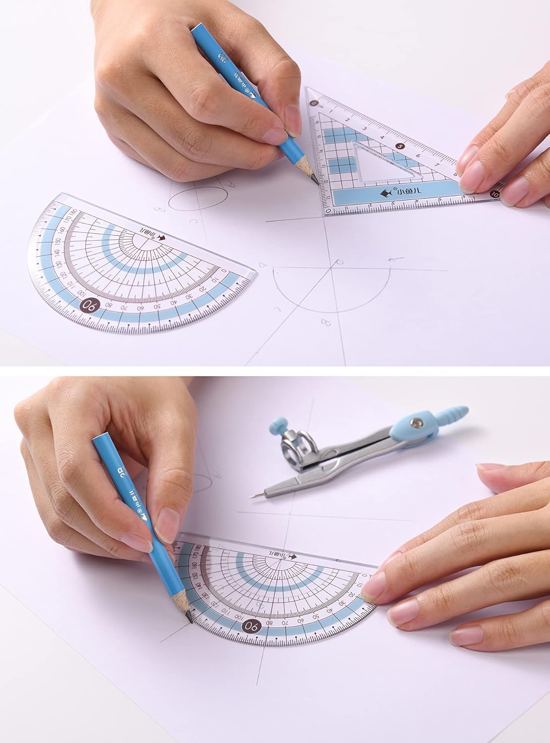 8 Pcs Compass/Math Set for Students with Shatterproof Storage Box, Geometry Set - Image 3