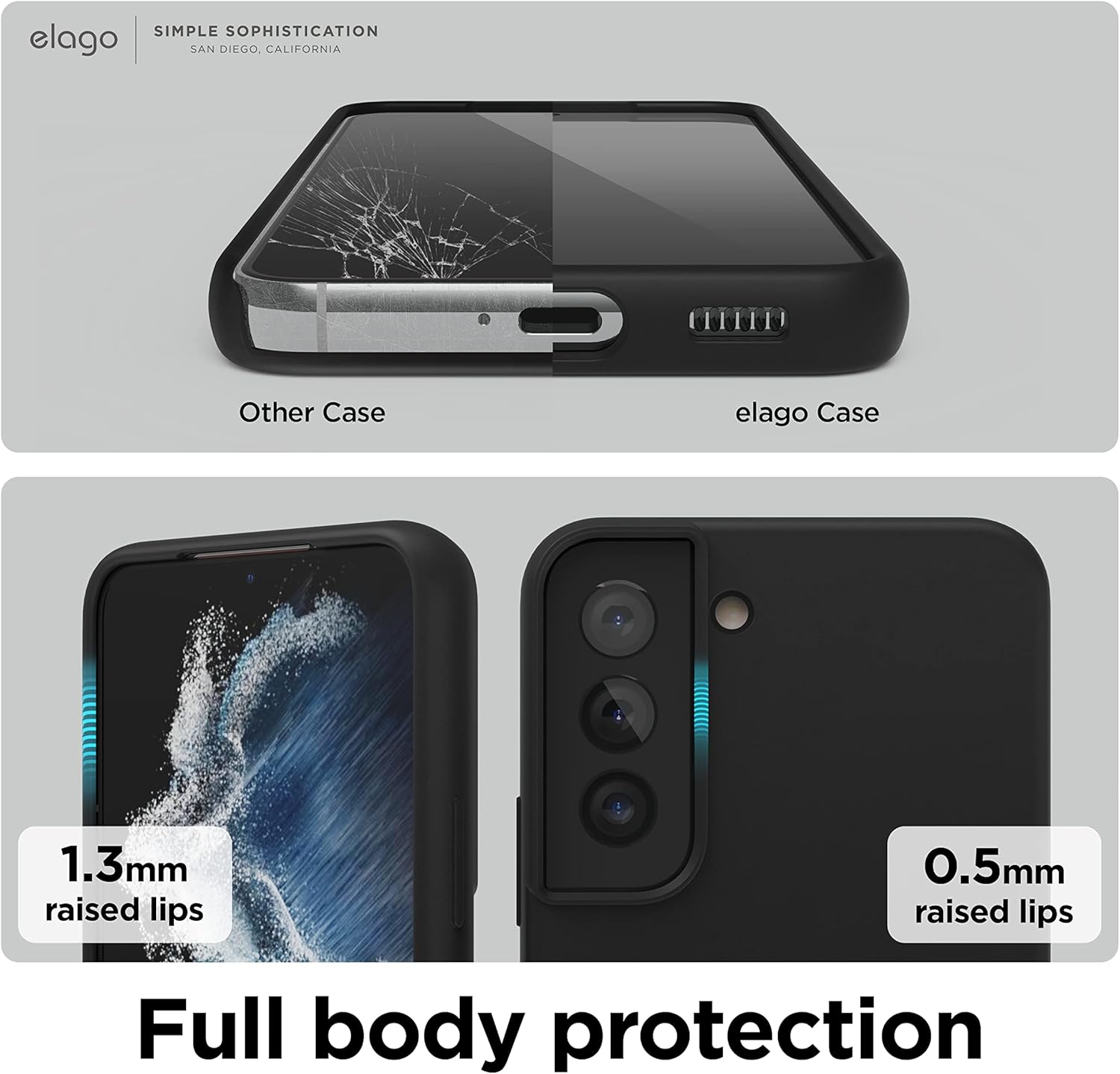 For Samsung Galaxy S22 (6.1"), Full Body Shockproof Protection Silicone - Black - Image 6