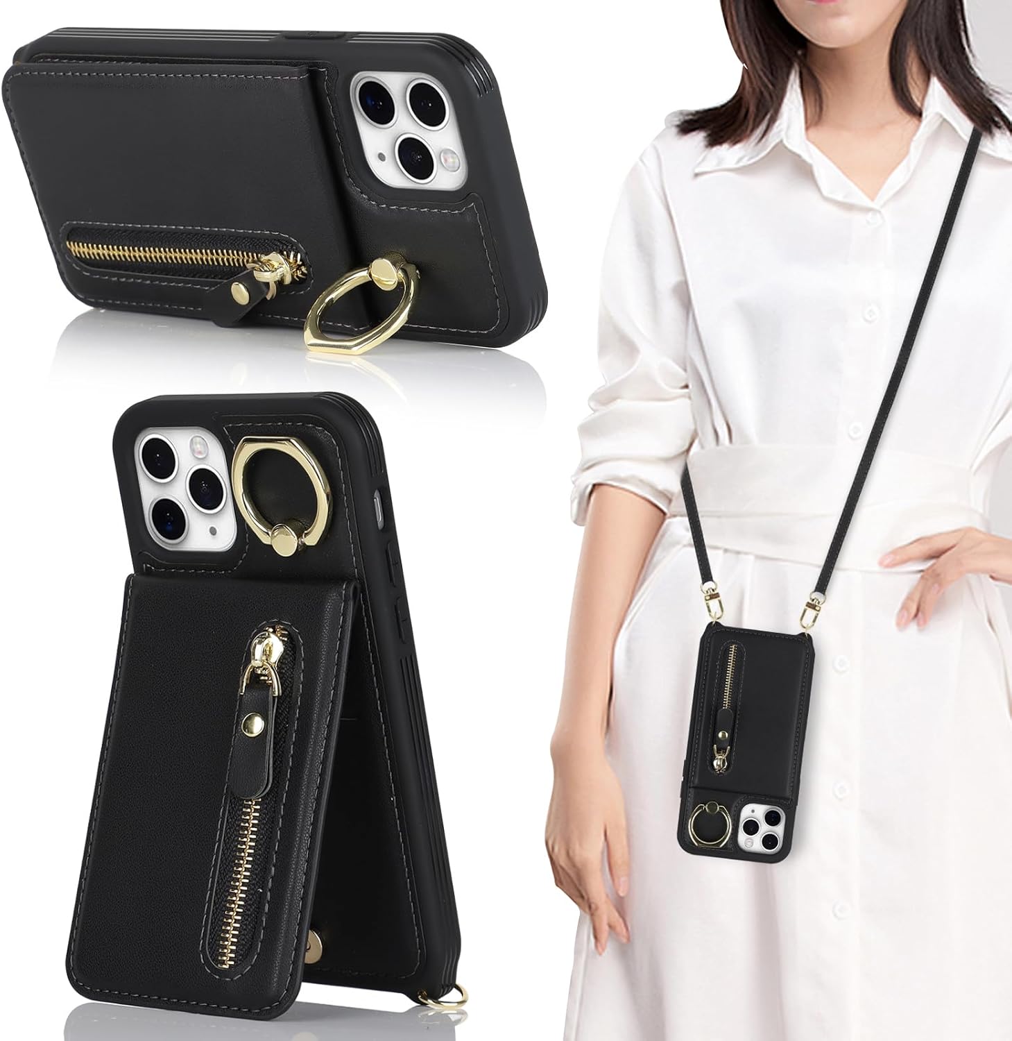 Vertical Flip Cover for iPhone 11 Pro Max Leather Case 6.5'' Crossbody Wallet - Image 5