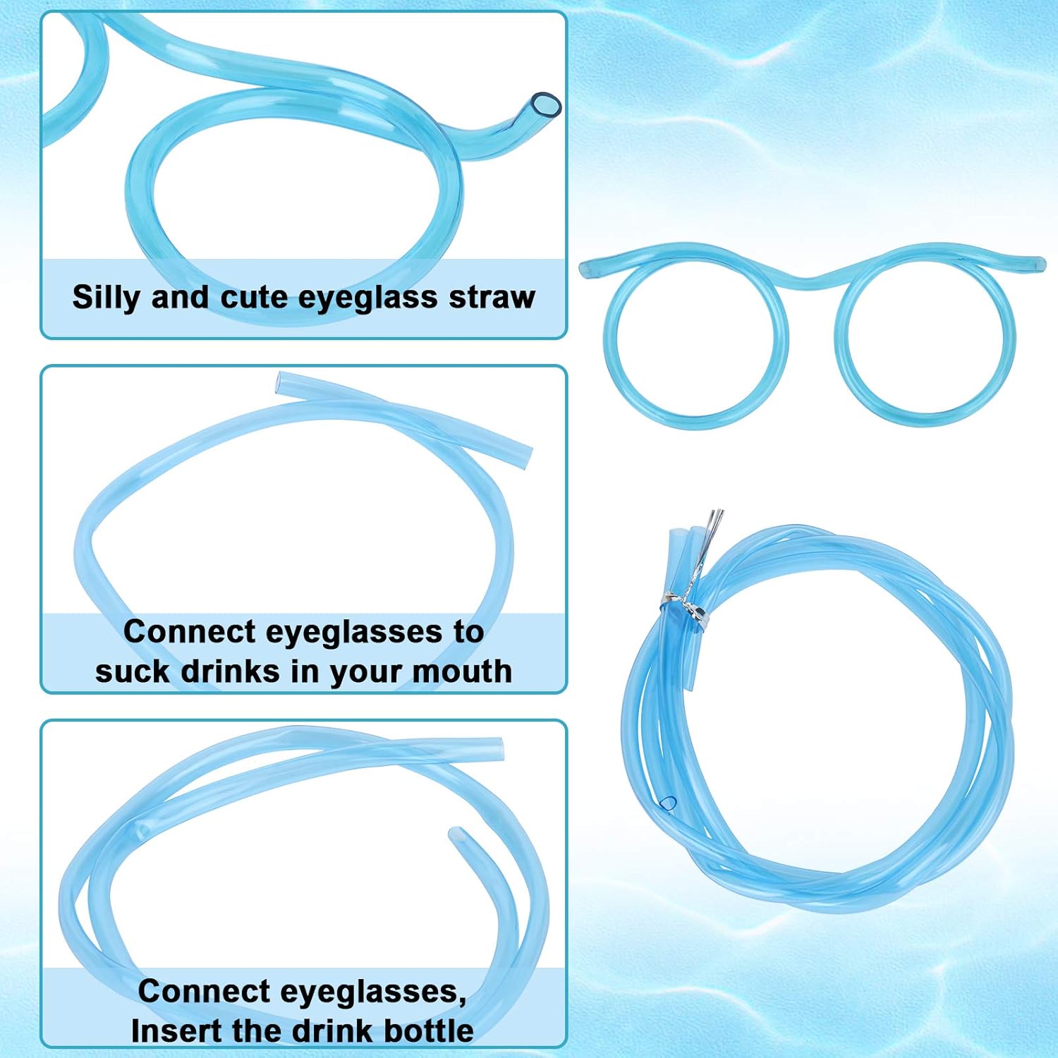 8PCS Silly Straw Glasses, Reusable Fun Loop Drinking Straw Eye Glasses, Novelty - Image 3