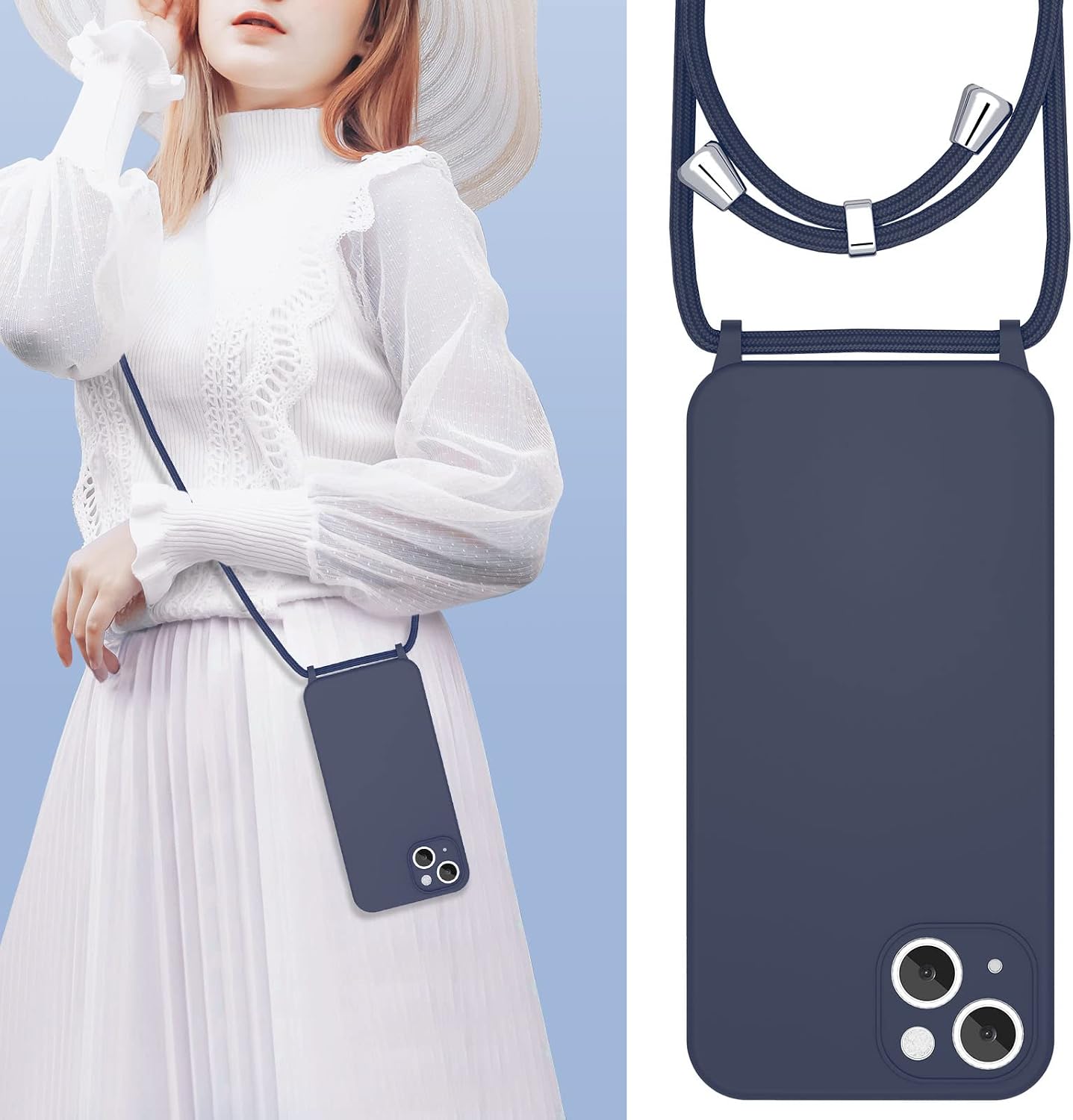 Crossbody Lanyard Phone case for iPhone 15 6.1 inch, Silicone Protective Case - Image 2