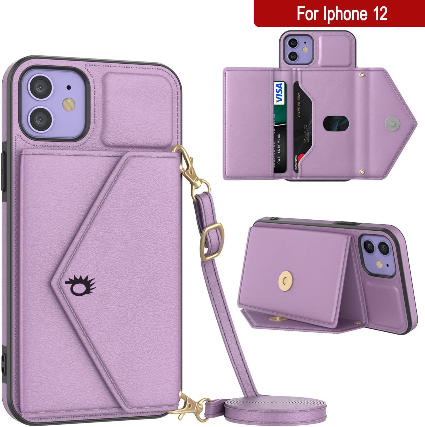 iPhone 12 Wallet Phone Case, PU Leather Crossbody Design W/Purse, Kickstand - Image 4