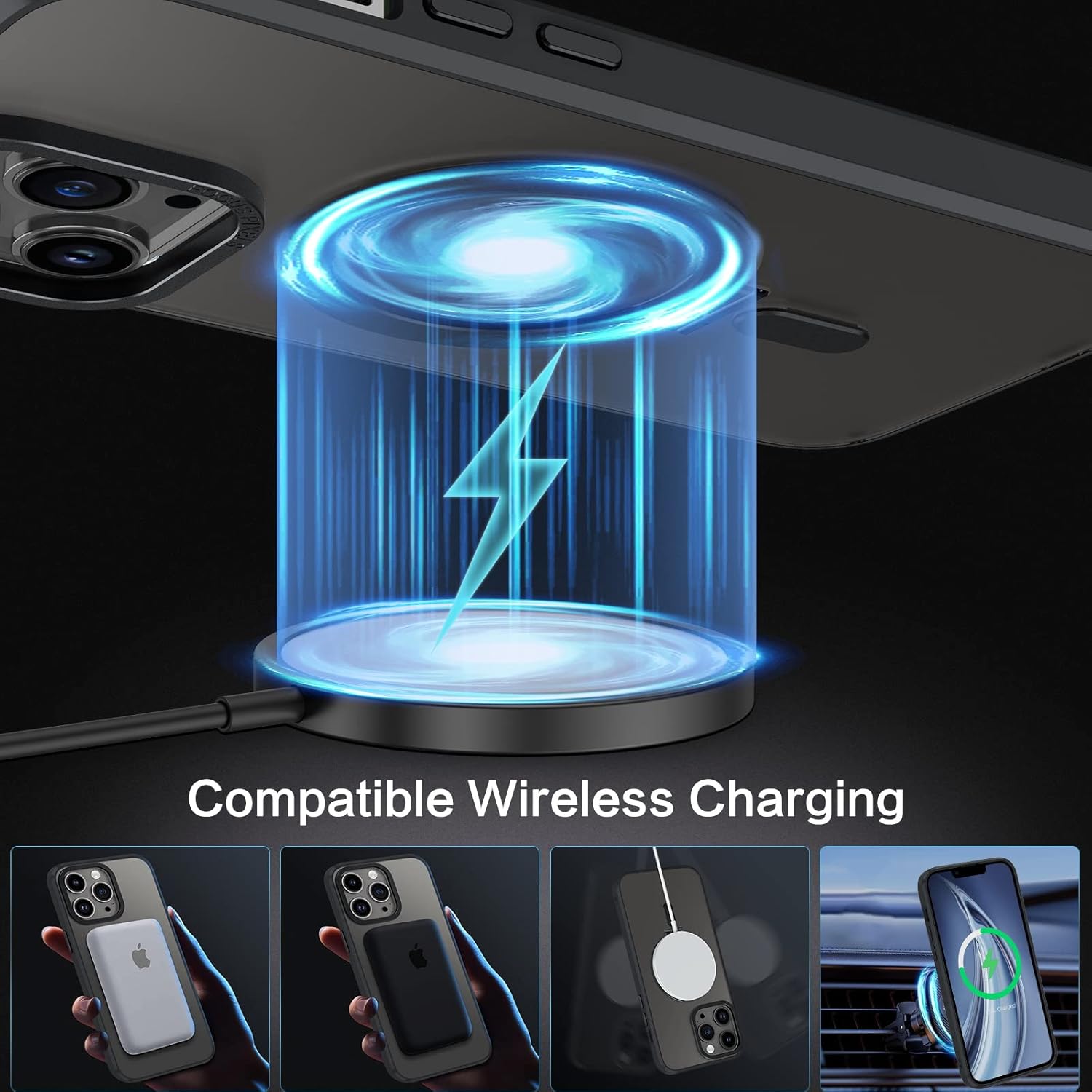 For iPhone 13 Pro Max 6.7 Inch Magnetic Slim, Kickstand Cover Cases, Black - Image 2