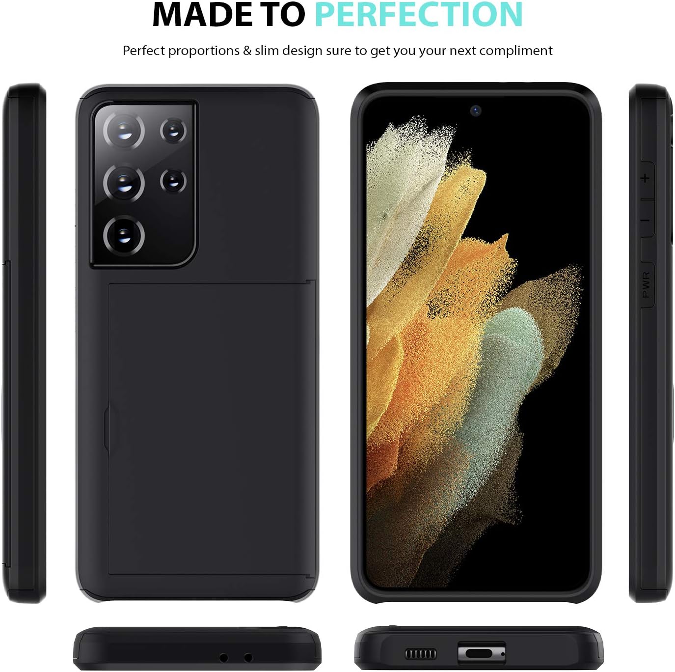 Slide Armour Card Holder Case for Galaxy S21 Ultra 5G Protective Hard Back Cover - Image 6