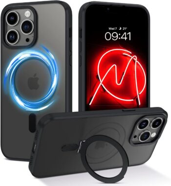 For iPhone 13 Pro Max  6.7 Inch Magnetic Slim, Kickstand Cover Cases, Black