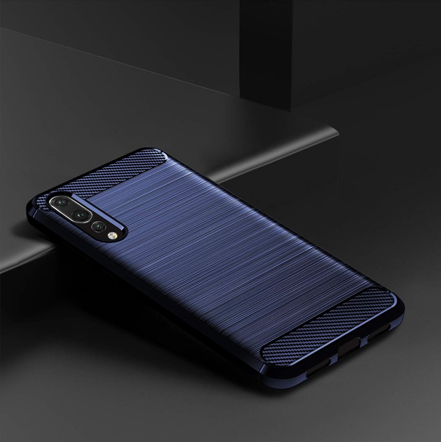 For Huawei P20 Pro Tempered Glass Screen Protector Slim Thin Case - Carbon Blue - Image 3